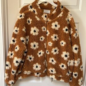 RSQ Floral Tan Fleece Jacket